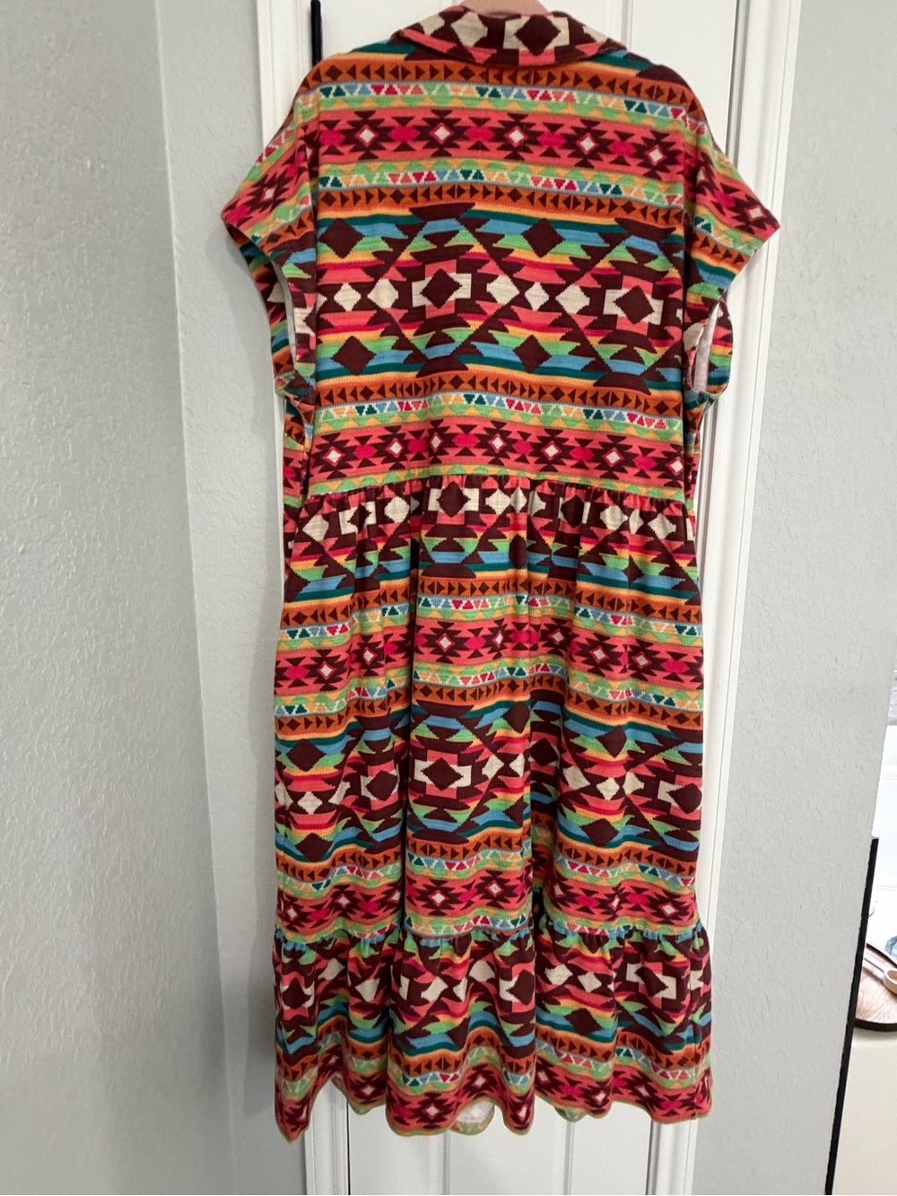 Double D Ranch Multicolor Aztec Maxi Dress - Red, Teal, Orange, Pink - Picture 2 of 3